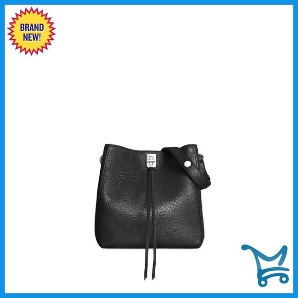 Small Genuine Leather Shoulder Bag with Twist Lock Closure